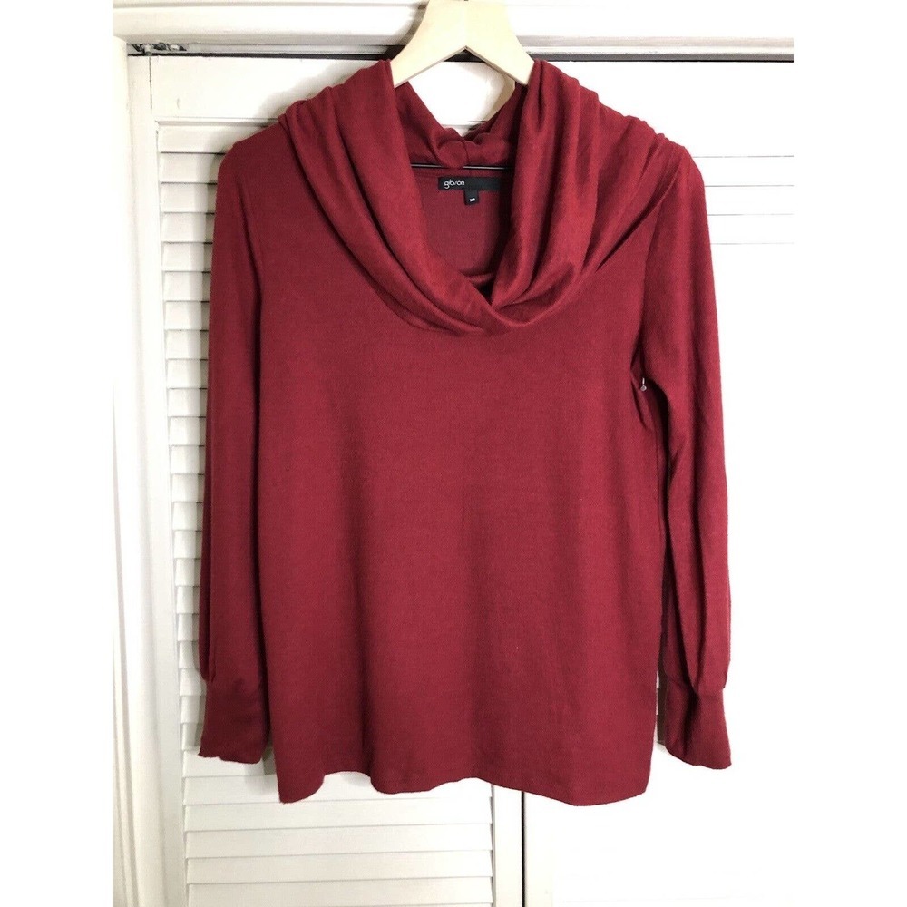 Gibson Women’s Cozy Fleece Convertible Neck Red Sweatshirt XS Pullover